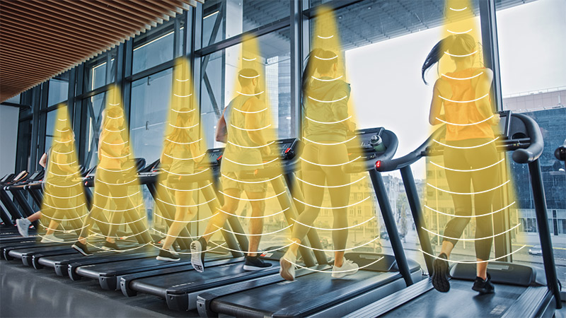 健身房跑步機定向音響發(fā)聲示意圖