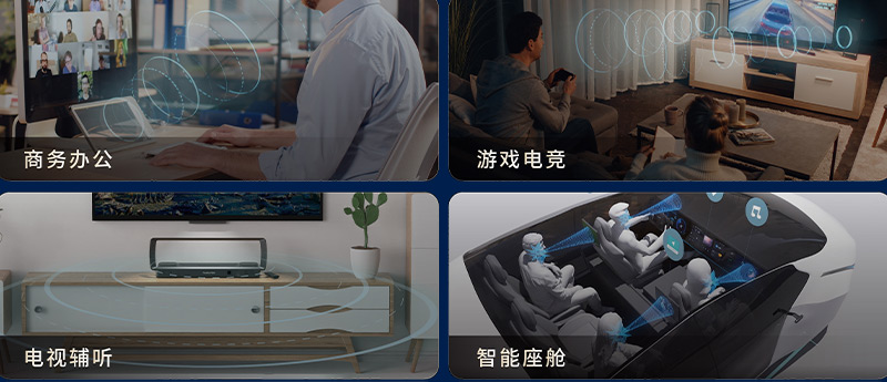 定向音響聚音屏技術已廣泛應用于 商務辦公、居家娛樂、老年人輔聽等場景